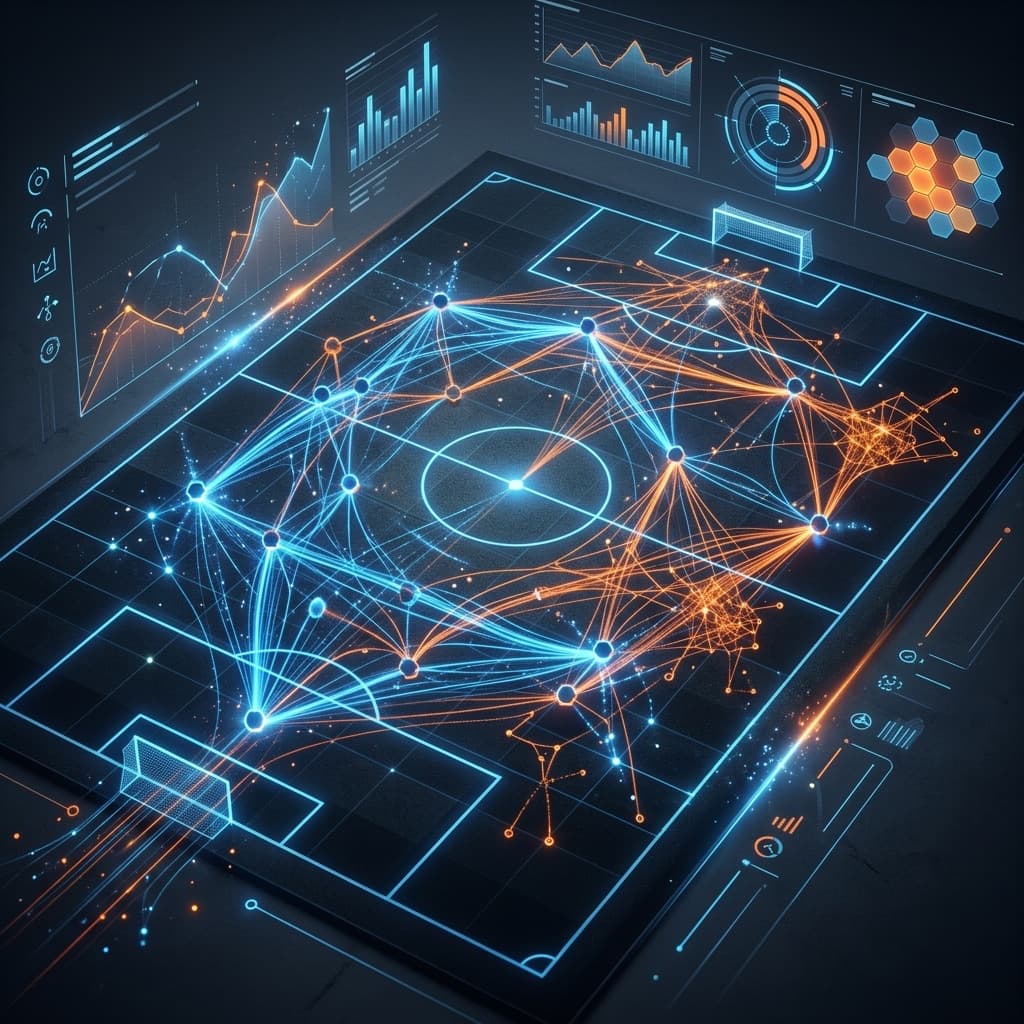 Digital sports tablet tracking tactical stats on football pitch